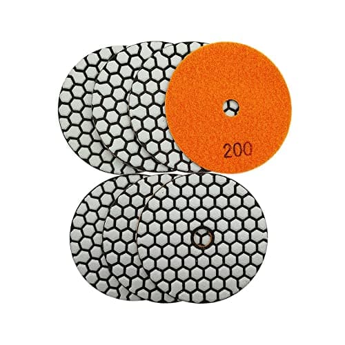 BRSCHNITT 7pcs 4" Dry Diamond Polishing Pad Set, #200 for Granite, Marble, Quartz & Countertops - Image 1