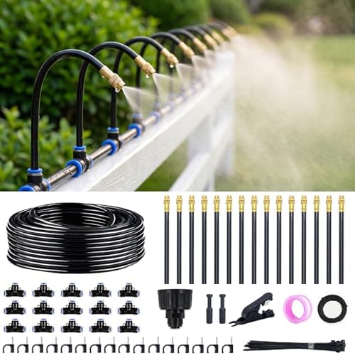 Thiswing 360° Adjustable Drip Irrigation System - Compatible 1/4" Irrigation System, 50FT Garden Watering Atomizing System with 15 Nozzles, Greenhouse Accessories for Yard, Lawn, Plants, Garden - Image 1