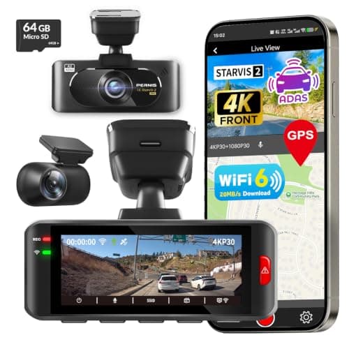 Pernis 4k AI Dash Cam Front and Rear,STARVIS 2 Sensor,Free Card Included,5.8GHz WiFi Dash Camera for Cars,Built-in GPS,G-Sensor,Night Vision,3.16" Screen,24H Parking Mode,Support 1T Max - Image 1