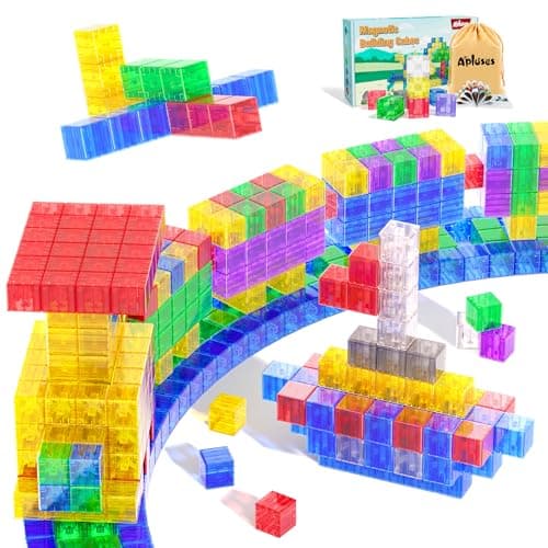 Apluses Magnetic Building Blocks - Transparent Magnetic Cubes, STEM Magnet Toddler Boys Toys for Kids Age 3-5, Travel Sensory Autism Preschool Montessori Toys for 3+ Year Old, Birthday Girls Gifts - Image 1