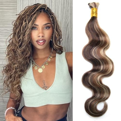 MsFan Boho Braiding Hair Body Wave 100% Virgin Human Braiding Hair 100G #4/27/30 Human Hair for Boho Braids 20 Inch - Image 1