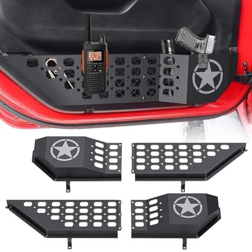 DIAMOOKY Metal Front Door Pocket Storage Box for Jeep Wrangler JL JLU 4XE 2018-2026 & Gladiator JT 2020-2023 2024 2025 2026 Accessories Door Organizer Storage Molle Panels (Not for Power Seats), 2PCS