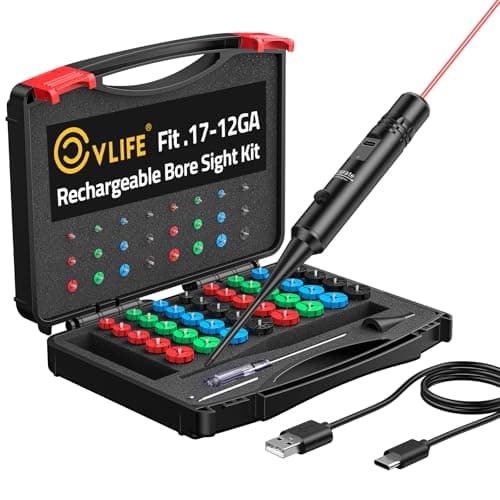 CVLIFE Rechargeable Bore Sight Laser Kit with 64 Adapters fit 0.17 to 12GA Calibers, Professional Red Laser Bore Sight with Button Switch, Powerful Choice for Hunting Bore Sight Tool - Image 1