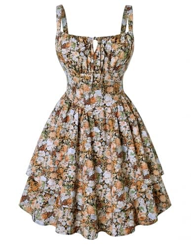 Scarlet Darkness Floral Mini Corset Dress Women Teens Sundress with Pockets - Image 1