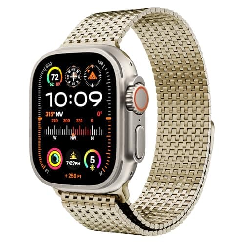 LULULOOK Milanese Mesh Loop Compatible with Apple Watch Band 49/46/45/44/42/41/40/38mm for Men Women, Stainless Steel Magnetic Buckle Strap for iWatch Ultra 3/2 Ultra Series 11 10 9 8 7 6 SE 5 4 3 - Image 1