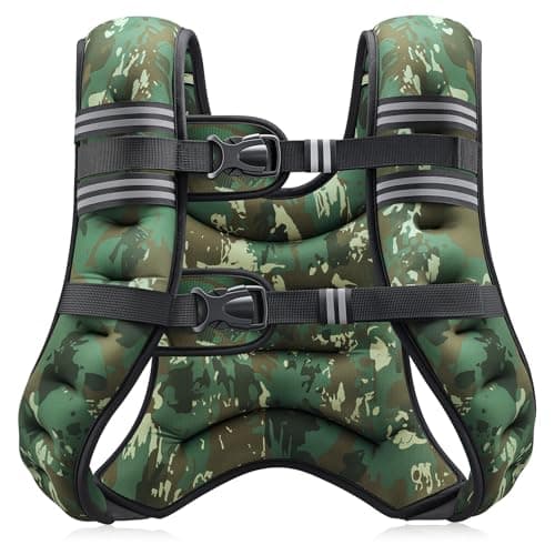 ZELUS Weighted Vest, 6lb/8lb/12lb/16lb/20lb/25lb/30lb Weight Vest for Men Women with Storage Pocket Reflective Strips for Workout Strength Training Running Muscle Building, Green Camo (25 lb) - Image 1