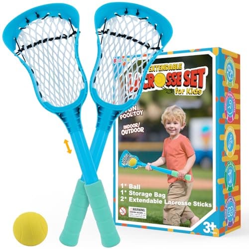 Outdoor Toys Adjustable Kid Lacrosse Stick Set Ball - Toddler Outside Beach Pool Yard Game & Toy for Ages 3+ 4 5 6 7 8 Year Old Boy & Girl Gift for Kids, with Lightweight Easy-Catch & Full Size Basket - Image 1