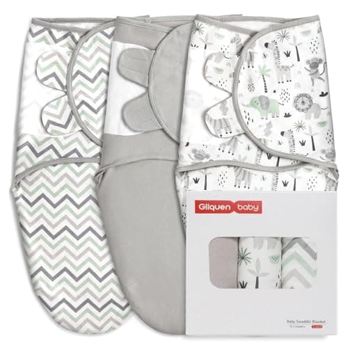 GLLQUEN BABY Swaddles for Newborns Organic Cotton, Soft Baby Swaddles 0-3 Months, Womb-Like Sleep Sack Wrap Nursery Swaddling Blankets Animal World & Waves - Image 1