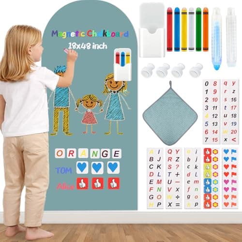 Magnetic Arch Wall Decal for Kids 18x48 Inch,Upgraded Thickened Magnetic Chalkboard for Most Wall,Suitable for Home Decoration Wallpaper and Children's Game Room (Celadon, 18x48 Inch)