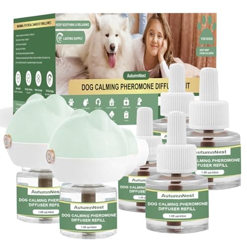 Dog Pheromone Diffuser Kit, Pet Diffuser for Stress Support, Reduces Stress and Promotes Relaxed Behavior, 2 Plug-in + 4 Packs Refill, 120 Day Supply (Non-Toxic, Safe & Inedible), Diffuser with Light - Image 1