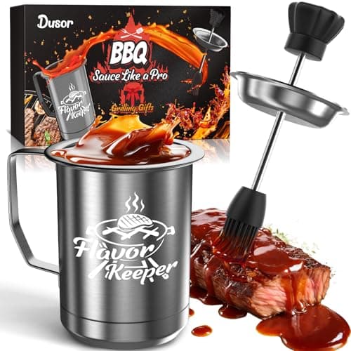 Dusor Gifts for Him Men Women BBQ Sauce Pot and Basting Brush Set, Father' s Day Gifts from Daughter Son Kitchen Gadgets, Grilling Gift for Men, Cooking Grilling Accessories Gift for Dad Husband - Image 1