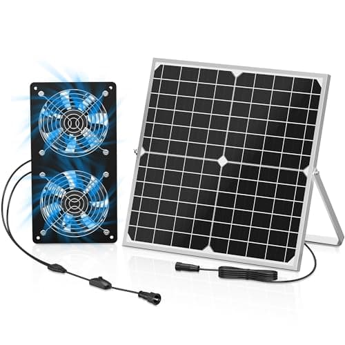 TIMEBAL Solar Powered Exhaust Fan for Shed, 350 CFM High Airflow Solar Vent Fan with Dual Waterproof Fans, Outdoor Cooling Ventilation for Chicken Coop, Greenhouse, Dog House - Image 1