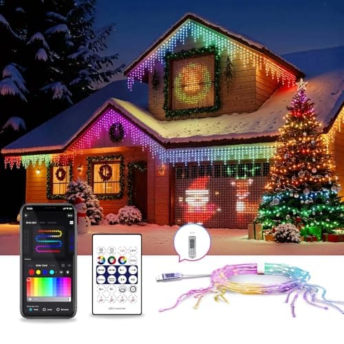 AHAWILL Icicle Lights for Outside,66ft Christmas Lights Outdoor with Dimmable 510LED,IP65 Waterproof,USB Plug in Curtain String Lights with DIY Scene Modes for Party,Roof,Halloween Decor(Multicolor) - Image 1