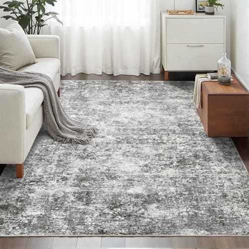 LOVORAL Area Rugs for Living Room: 5x7 Washable Neutral Abstract Rug for Bedroom Large Soft Modern Dining Room Rugs Indoor Floor Low Pile Carpet for Home Office Nursery - Grey - Image 1