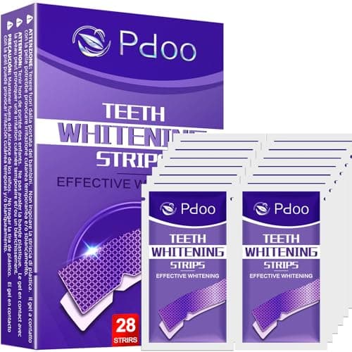 Purple Teeth Whitening Strips 28 Count - 14 Days Treatment Whitener Strips with Non Slip & Enamel Safe & Non Sensitive, Teeth Whitening Kit for Coffee, Wine Stains Removal Fastly (28 Strips - Purple) - Image 1