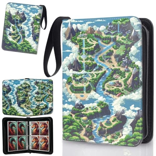 Trading Card Binder 4 Pocket, Fits 400 Cards with 50 Removable Sleeves, Portable TCG Album Folder for Standard Size Game Cards, Sports Card Holder Book for Collectors, Trainer's Journey - Image 1