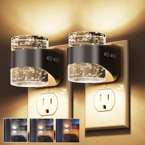 L LOHAS LED Night Light, Bubble Night Lights Plug into Wall,2 Pack 3000K/4000k/5000K Adjustable Color Temperature Night Light,Dimmable Nightlights with Dusk to Dawn Sensor for Rooms Bathroom Hallway - Image 1