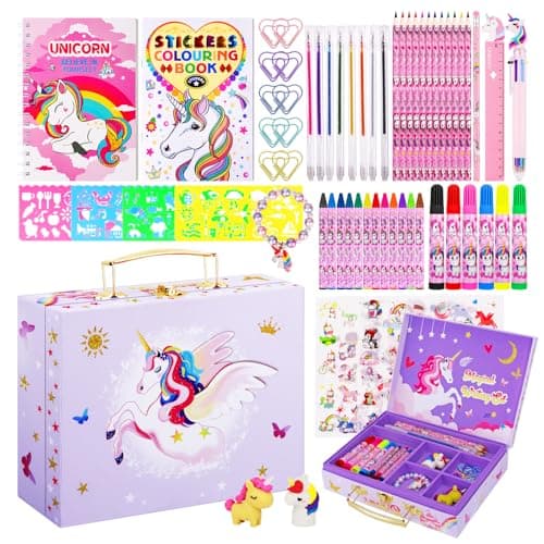 homicozy Art Supplies for Kids,66PCS Drawing Kits with Unicorn Storage Case for Girls Age 4-12,Coloring Art Case,Crayon,Colored Pencils,Coloring Book Sketch Book Drawing Stuff,Gift Toys for Girls 4 Up