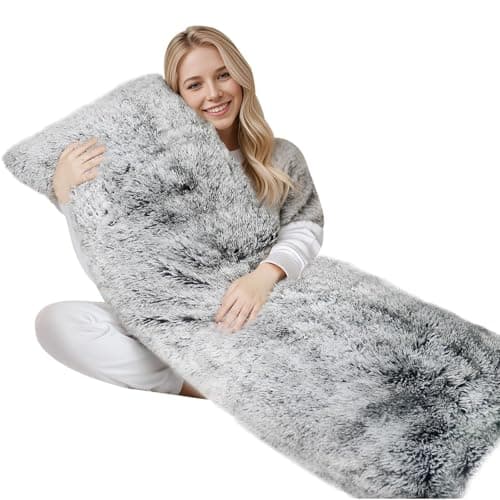 ZonLi Fluffy Body Pillow, Full Body Pillows for Adults, Long Pillow for Sleeping with Removable Cover and Adjustable Filling for Side Sleeper & Pregnancy,Large and Firm Pillow, Machine Washable(Grey) - Image 1