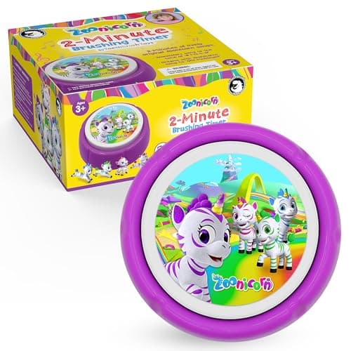 Toothbrush Timer for Kids – 2 Minute Toothbrush Timer Helps Kids and Toddlers Brush Teeth with Lights & Music, Adjustable Volume Control, Zoonicorn - Image 1