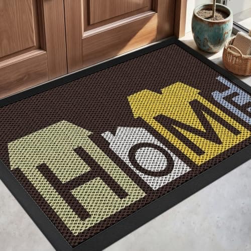 WELDUN Front Door Mat, Heavy Duty Non-Slip Rubber Dirt Trapper, Quick-Dry Low-Profile Washable Easy Clean, Welcome Mat for Indoor Outdoor Entryway Porch Patio Garage Mudroom 30"x17", Home