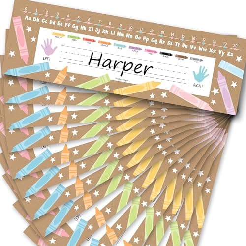 Hadley Designs Desk Name Tags for Classroom –36 Student Name Tags for Desks, 14.5x4.5 Name Plates for Classroom Decor, Teacher Supplies Kraft Nametags, 1st-3rd Grade Kindergarten Preschool Must Haves