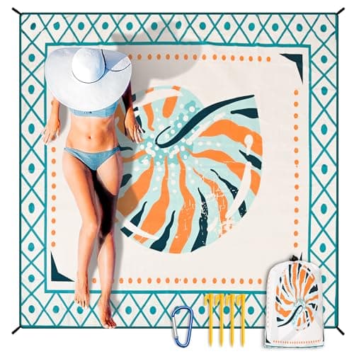 HIHOHO Beach Blanket Waterproof Sandproof Extra Large Beach Mat 79" X 83"/120"x108"for 1-8 Adults Quick Drying Durable Outdoor Picnic Mat for Beach Travel Camping Hiking - Image 1