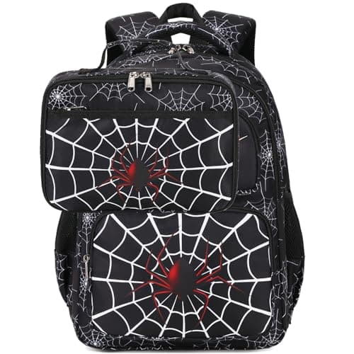 AUIVTY Kids Backpack Boys Spider Backpack with Lunch Box Kindergarten Elementary Middle School Travel Sport Toddler Bookbag for Boys Ages 4-14, Spider-Black - Image 1