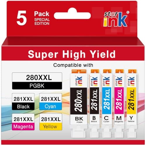 Starink PGI-280XXL/CLI-281XXXL Replacement for Canon 280 281 Ink Cartridges Compatible with Canon TR8620a Ink Cartridges TR8520 Ink TR8620 TR7520 TS6320 TS6120 TS9120 TS8500 TR8600 TS9521C-5Pack - Image 1