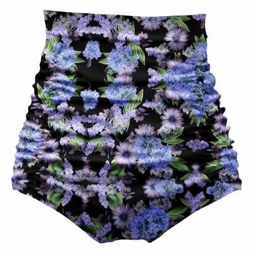 COCOPEAR Women's Ruched High Waisted Bikini Bottom Retro Vintage Swim Short Tankinis Floral 968 XL - Image 1