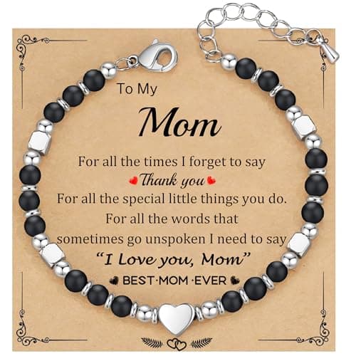 Btysun Mom Gifts, Birthday Gifts for Mom Bracelets for Women Gemstone Beaded Heart Bracelet Christmas Gift for Her Stocking Stuffer - Image 1