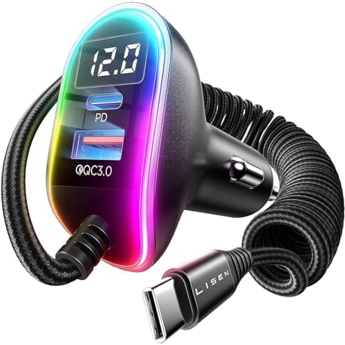 LISEN for iPhone 17 USB C 96W Super Fast Car Charger, PD&QC 3.0 with Cable Car Phone Charger Adapter for iPhone 16 15 14 Pro Max Plus, Samsung Galaxy S25 Ultra S24/S23/S22, Android - Image 1