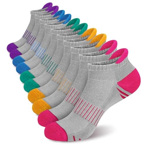 YSense Ankle Socks for Women 5 Pairs, Running Low Cut Tab No Show Athletic Stocking Womens Cushioned Thick Cotton Casual Socks for Hiking Workout - Image 1