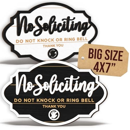 Woodamore No Soliciting Sign For House Door - 2 Pack Do Not Knock Or Ring Doorbell Signs For Front Door Hanging, No Soliciting Signs For Home, No Solicitors Sign For Office - Image 1