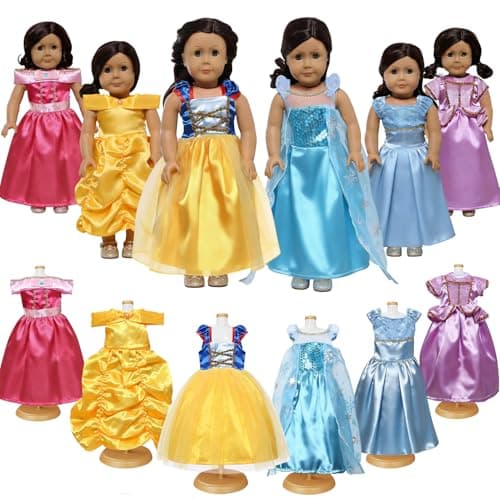 American 18 inch Doll Clothes Accessories -6Pcs Different Princess Costume Gift Fits All 18-inch Girl Dolls - Image 1