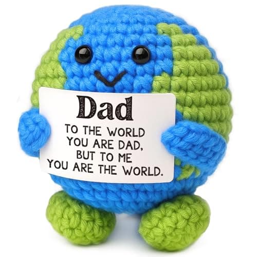 Dad Gifts from Daughter Son Best Grandpa Stepdad Fathers Day Birthday Gift for Dad Husband Bonus New Daddy Father in Law Fathers Day Gift Basket Card from Wife Positive Crochet Animals Earth Decor - Image 1