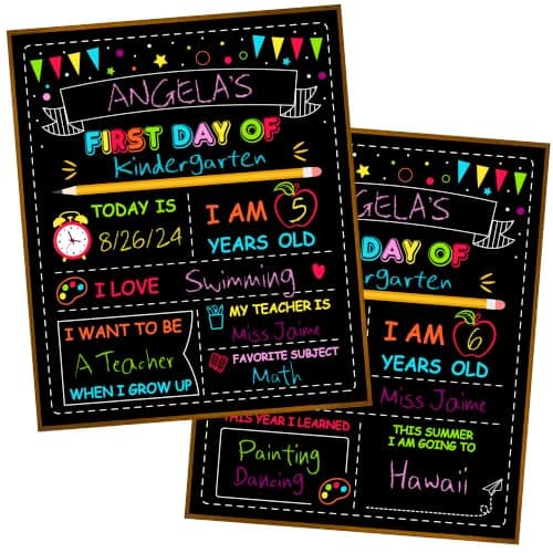 Double-Sided First Day of School Board, 12 × 10 Inches Back to School Sign