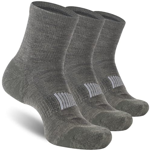 RTZAT 3 Pairs Merino Wool Socks for Men Business Casual Wool Ankle Thin Hiking Running Athletic Compression Thermal Support Warm Breathable Cushioned No-Show Low Cut Sock - dark green Medium - Image 1