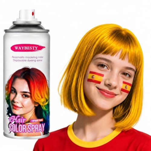 Waybesty Blonde Yellow Hair Spray Temporary for Kids, Women and Men, Washable Yellow Hair DyeOne-Day Gold Hair Wax, Strong Style Spray for for World Cup 2026, Cosplay, Party, Christmas, 4.06 OZ