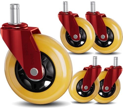 TESUMI Office Chair Wheels 3" Roller Blade Rubber Chair Casters Replacement, Heavy Duty Quiet No Scratch Gaming Chair Wheel for Hardwood Floor Carpet, Set of 5, 11mm Universal Fit/Not for 1KEA - Image 1