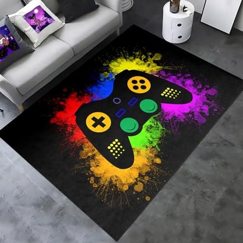 Gaming Rugs for Boys Teens Bedroom Decor Gamer Rugs for Living Room Gamepad Controller Carpets, 2'5"x4' - Image 1