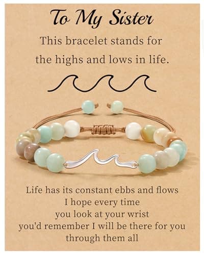 Sistble Gifts for Sister, Bracelets for Teens Sister Birthday Gifts Beaded Bracelets for Women Wave Bracelet Handmade Inspirational Gift Jewelry - Image 1