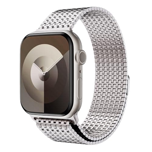 LULULOOK Milanese Mesh Loop Compatible with Apple Watch Band 49/46/45/44/42/41/40/38mm for Men Women, Stainless Steel Magnetic Buckle Strap for iWatch Ultra 3/2 Ultra Series 11 10 9 8 7 6 SE 5 4 3