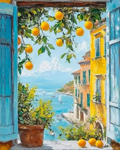 ZRIZQ Paint by Numbers Kit for Adults Beginners,Landscapes DIY Painting Set,Relaxing Creative Craft Activity,16x20 Inch-Lemon Tree - Image 1