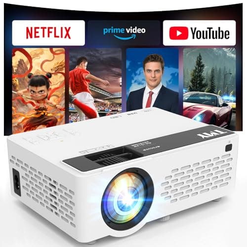 TMY 1080P Full HD Portable Mini Projector, Bluetooth Movie Projector, Compatible with TV Stick/Smartphone/PC/Game Console/HDMI/USB, Indoor & Outdoor Use, Built in Netflix app - Image 1