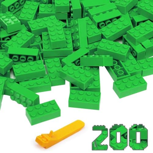 Lekebaby Classic Building Bricks, 200 Piece 2x4 Building Blocks STEM Creative Building Toys Compatible with All Major Brands, Educational Toy for Boys Girls 6 Years Old and Up(2x4 Green)