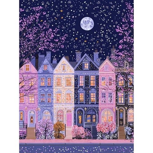 Lophomie City Diamond Painting Kits for Adults Beginners, 5D Diamond Art Kits for Adults, DIY Diamond Dots Kits Gem Arts Crafts Full Round Drill for Home Wall Decor 12x16 Inch - Image 1