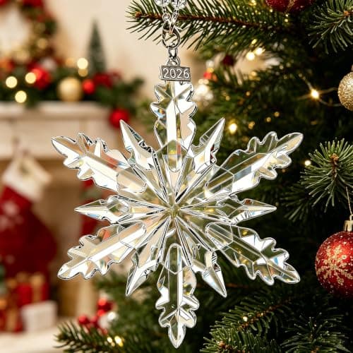 Annual Edition Ornament 2026, Crystal Glass Snowflake Christmas Ornaments - Image 1
