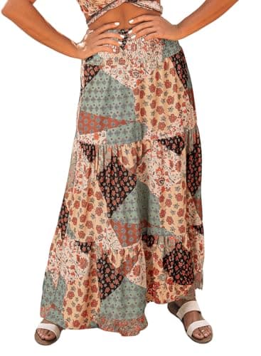 Happy Sailed Womens Bohemian Loose Flowing Summer Travel Hippie Yogi Casual Long Skirts X-Large Multicolor - Image 1