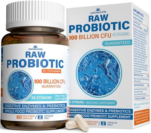 Raw Probiotics for Women & Men - 100 Billion CFU, 35 Strains, Organic Prebiotics & Natural Digestive Enzymes for Digestive, Gut & Immune Health - Dairy, Soy and Gluten Free, Non-GMO, 60 Vegan Capsules - Image 1